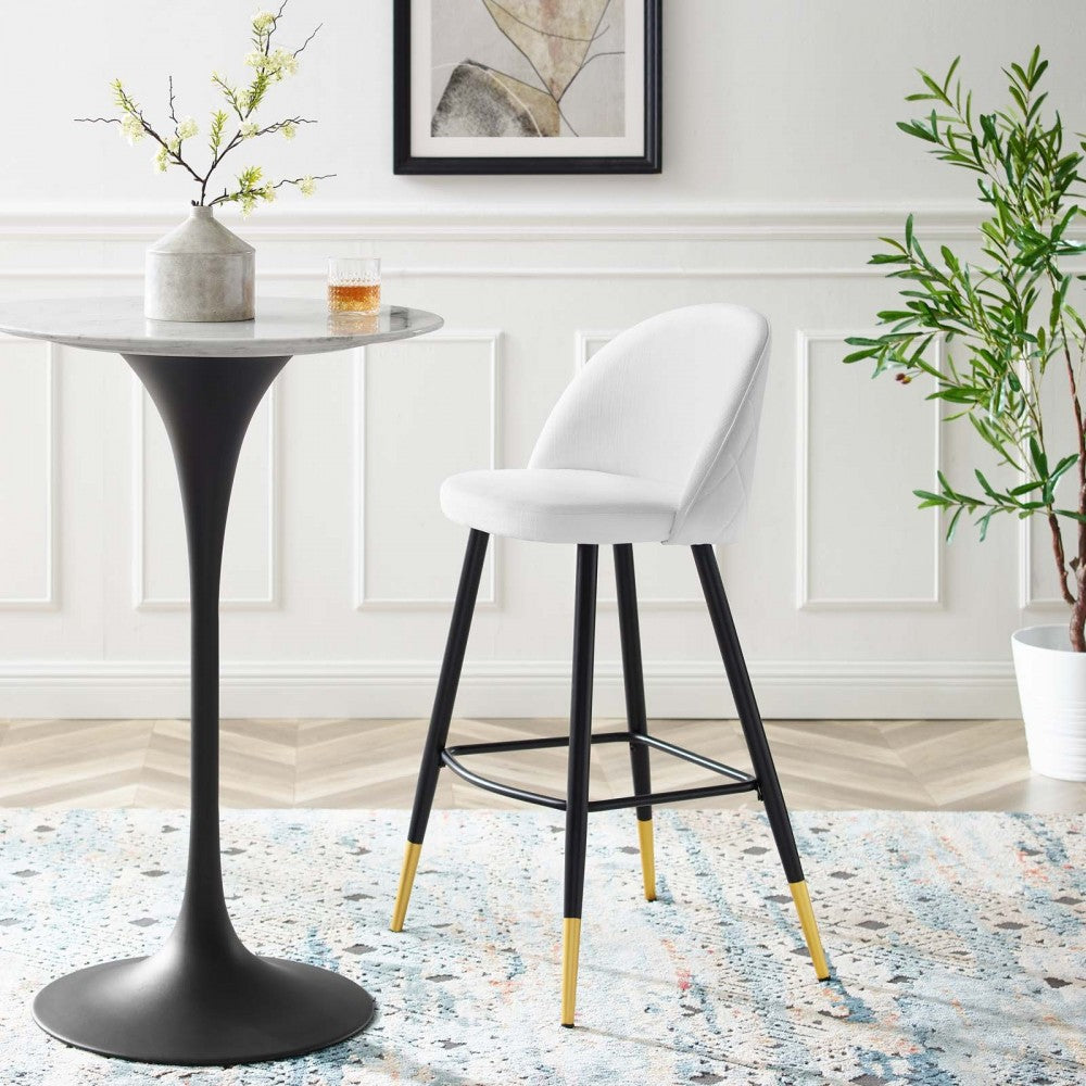 Cordial Fabric Bar Stools - Set of 2, White