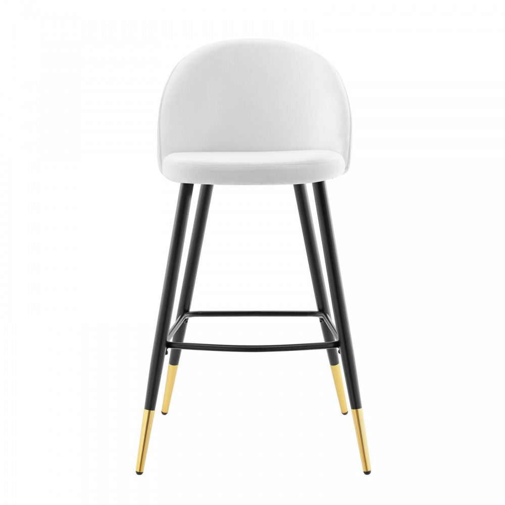 Cordial Performance Velvet Bar Stools - Set of 2, White