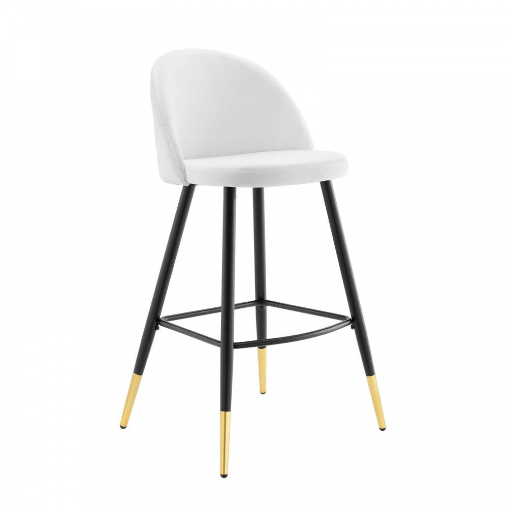 Cordial Performance Velvet Bar Stools - Set of 2, White
