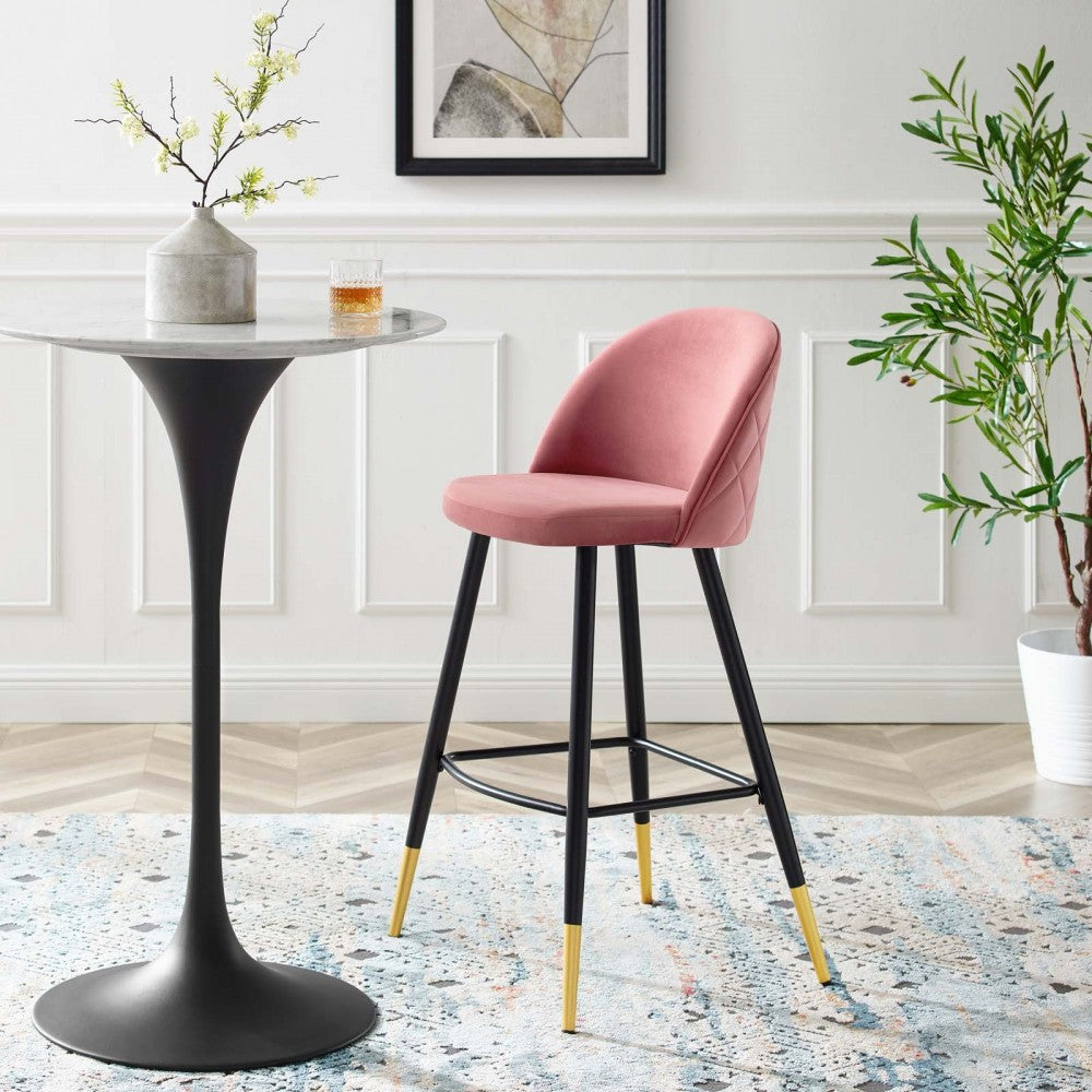 Cordial Performance Velvet Bar Stools - Set of 2, Dusty Rose
