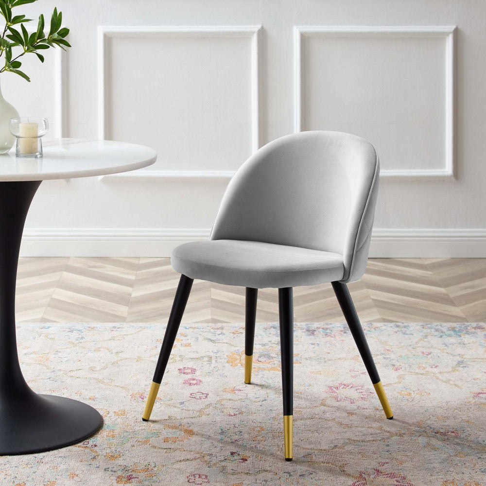 Cordial Performance Velvet Dining Chairs - Set of 2, Light Gray