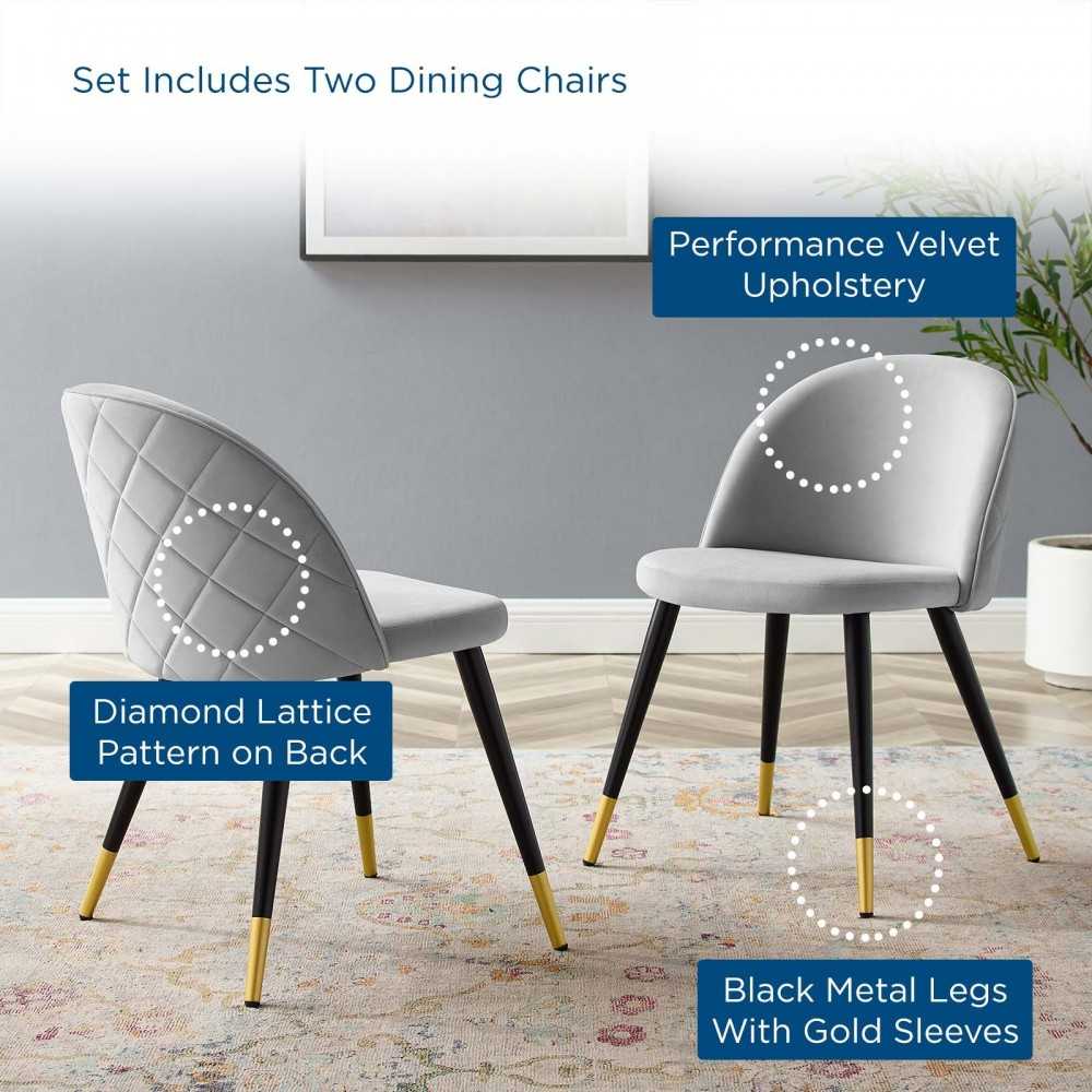 Cordial Performance Velvet Dining Chairs - Set of 2, Light Gray