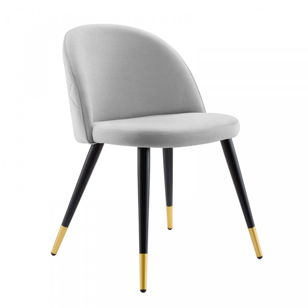 Cordial Performance Velvet Dining Chairs - Set of 2, Light Gray