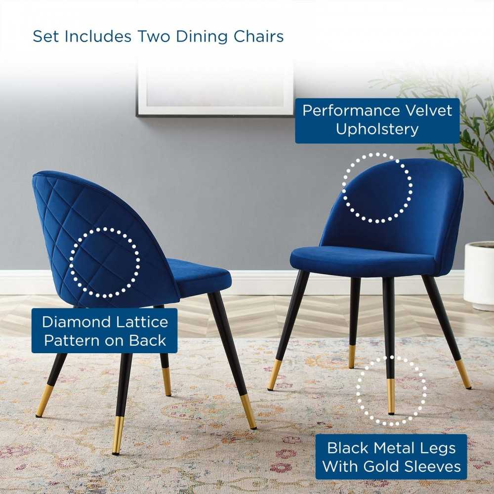 Cordial Performance Velvet Dining Chairs - Set of 2, Navy