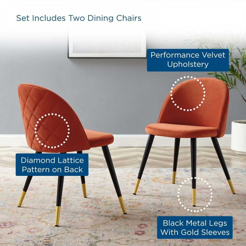 Cordial Performance Velvet Dining Chairs - Set of 2, Orange