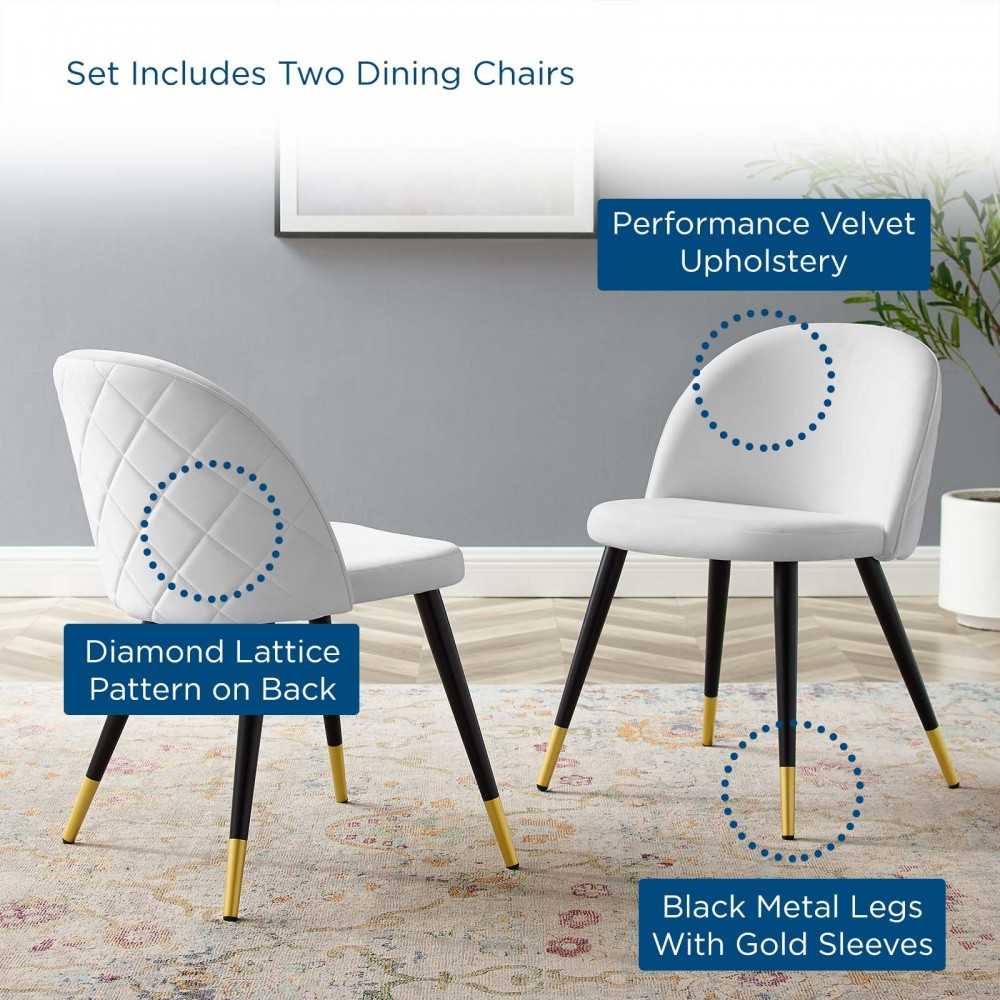 Cordial Performance Velvet Dining Chairs - Set of 2, White
