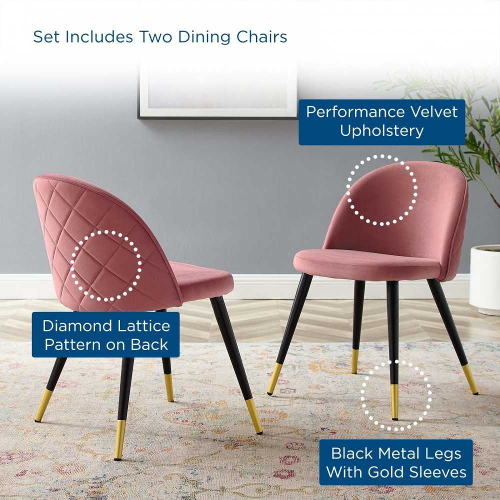 Cordial Performance Velvet Dining Chairs - Set of 2, Dusty Rose