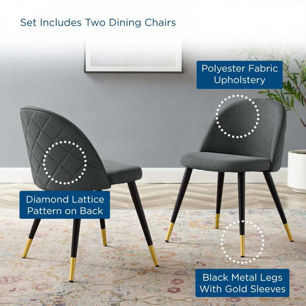Cordial Upholstered Fabric Dining Chairs - Set of 2, Gray