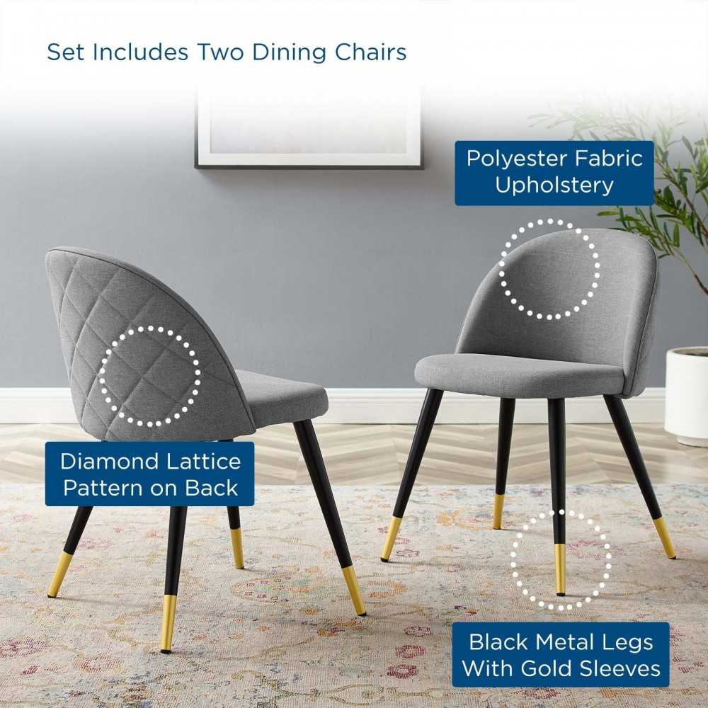 Cordial Upholstered Fabric Dining Chairs - Set of 2, Light Gray