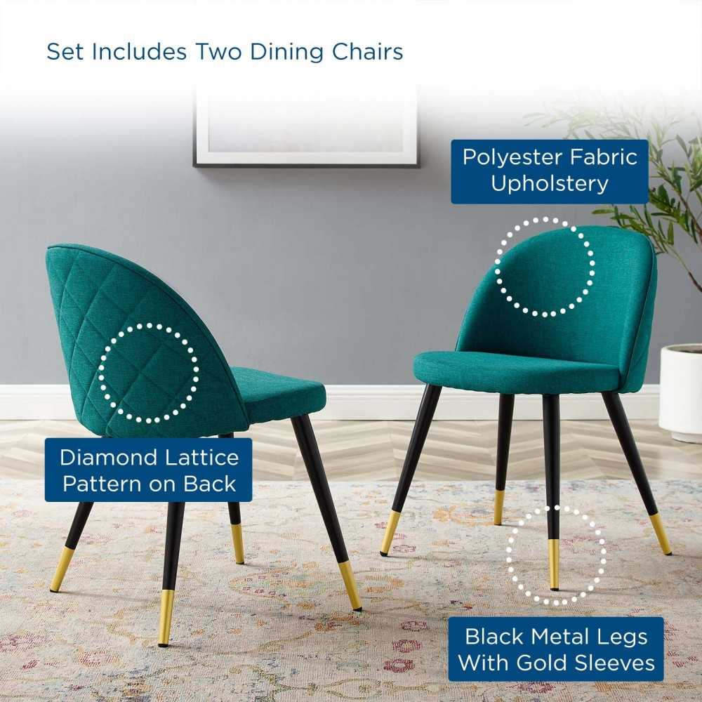 Cordial Upholstered Fabric Dining Chairs - Set of 2, Teal