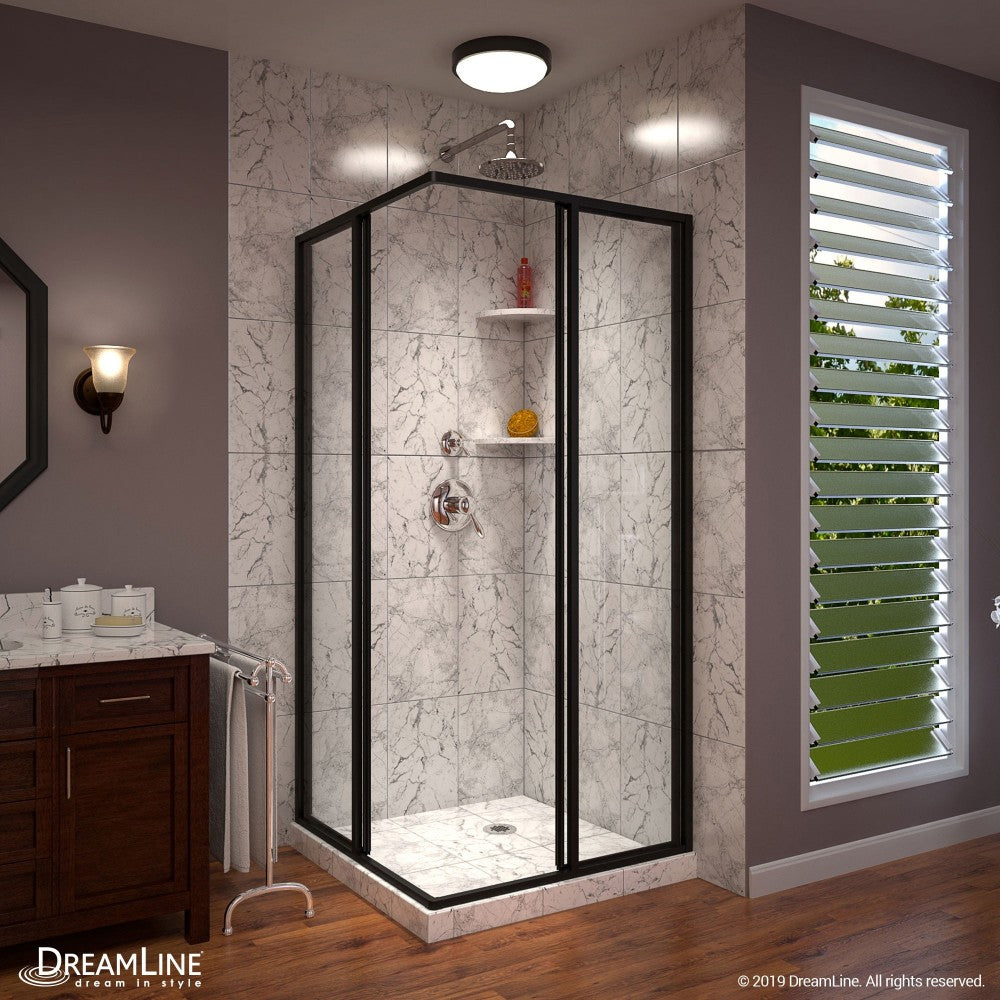 Cornerview 34 1/2 in. D x 34 1/2 in. W x 72 in. H Framed Sliding Shower Enclosure in Satin Black