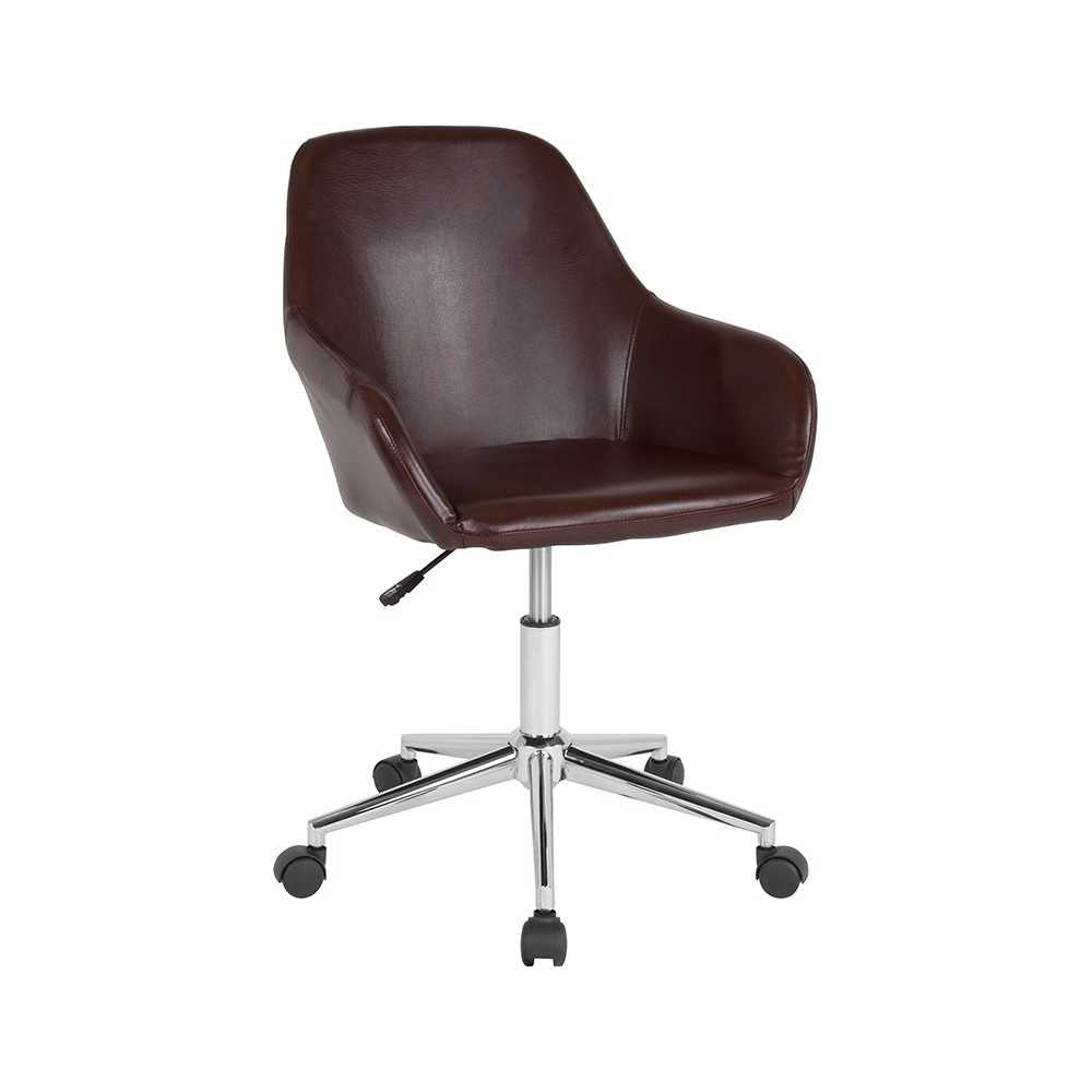 Cortana Home and Office Mid-Back Chair in Brown LeatherSoft
