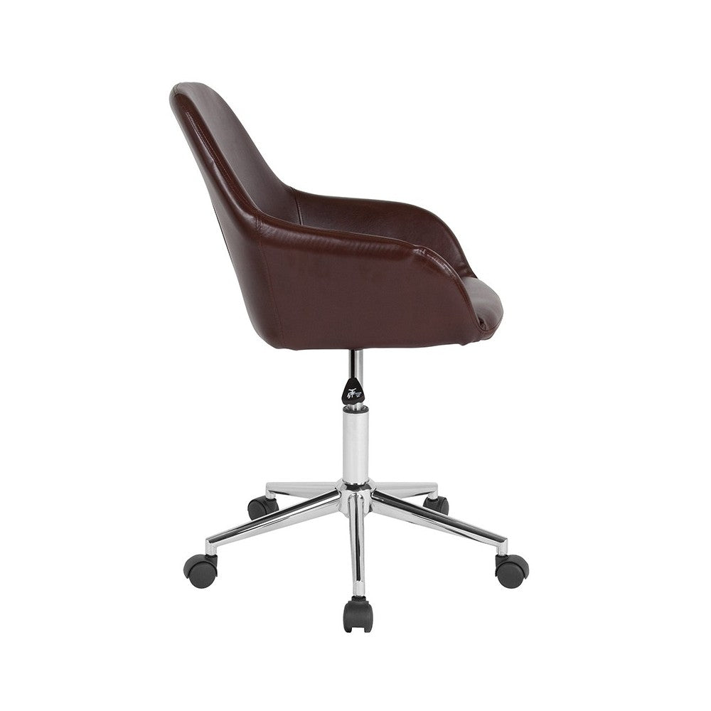 Cortana Home and Office Mid-Back Chair in Brown LeatherSoft