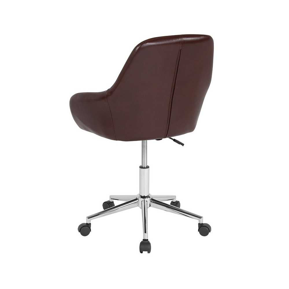 Cortana Home and Office Mid-Back Chair in Brown LeatherSoft