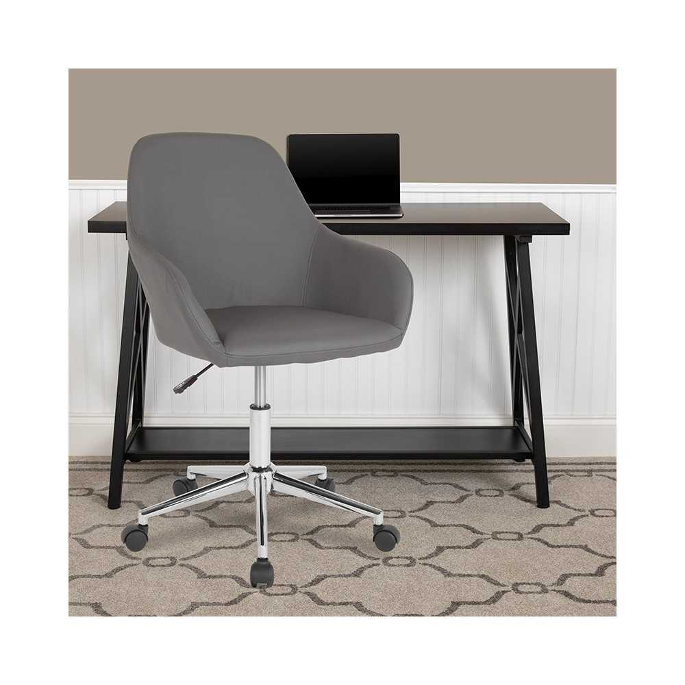 Cortana Home and Office Mid-Back Chair in Gray LeatherSoft