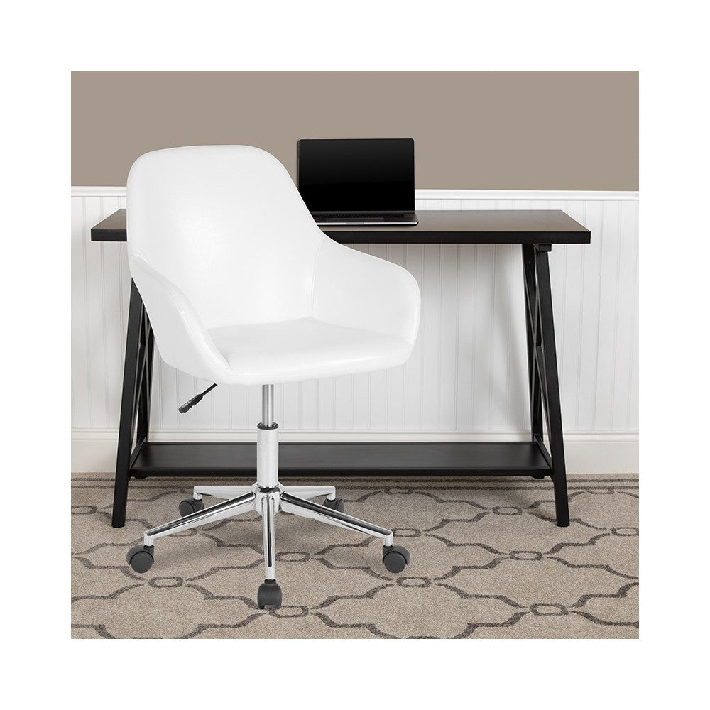 Cortana Home and Office Mid-Back Chair in White LeatherSoft