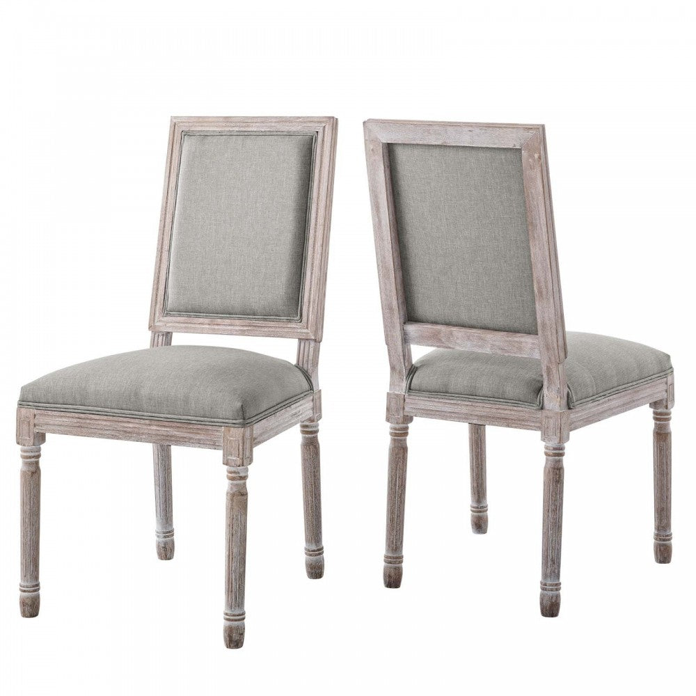 Court Dining Side Chair Upholstered Fabric Set of 2, Light Gray
