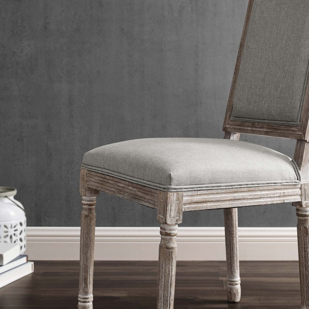 Court Dining Side Chair Upholstered Fabric Set of 2, Light Gray