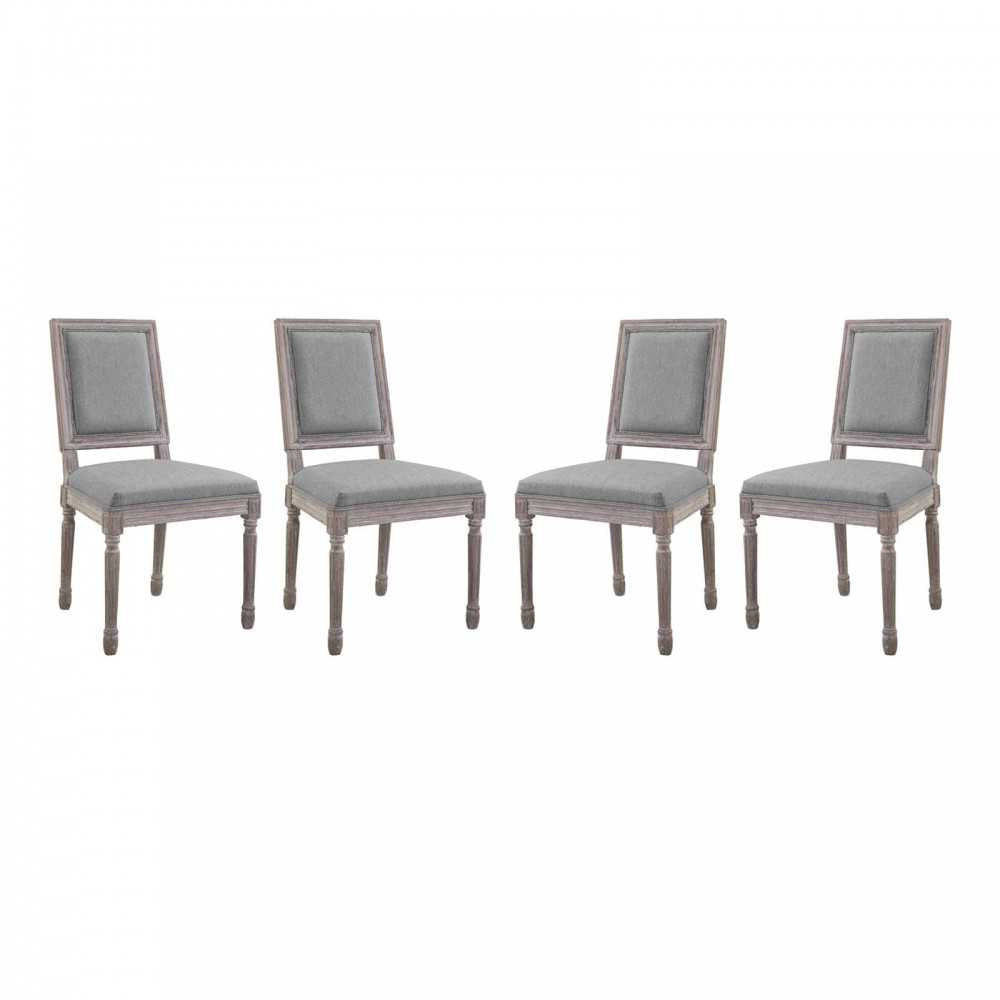 Court Dining Side Chair Upholstered Fabric Set of 4, Light Gray