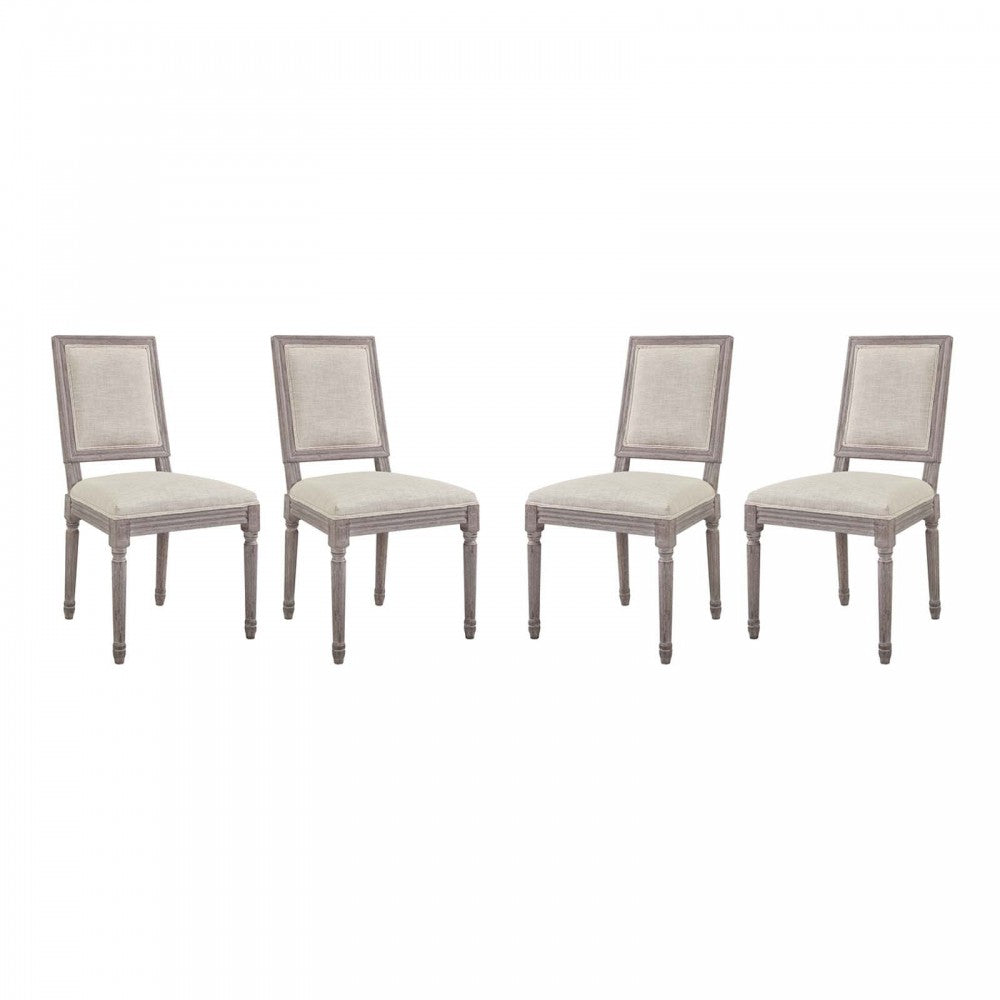 Court Dining Side Chair Upholstered Fabric Set of 4, Beige