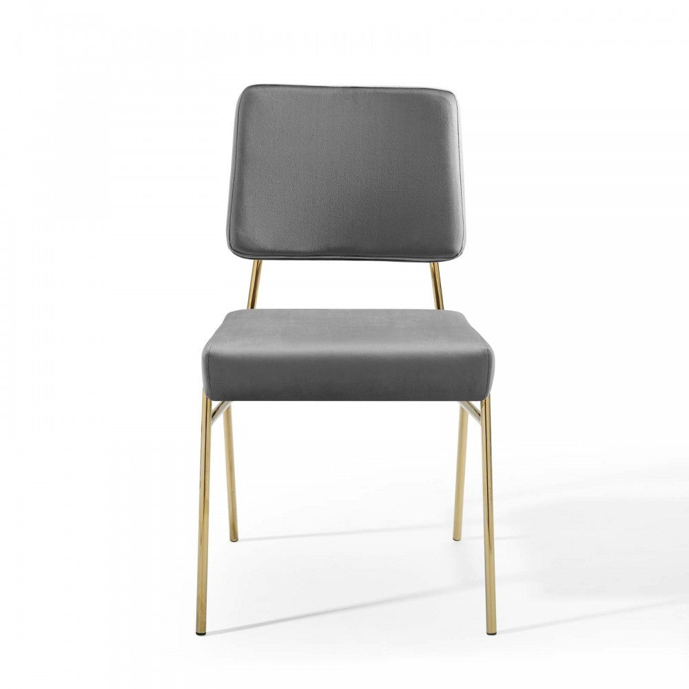 Craft Dining Side Chair Performance Velvet Set of 2, Gold Gray