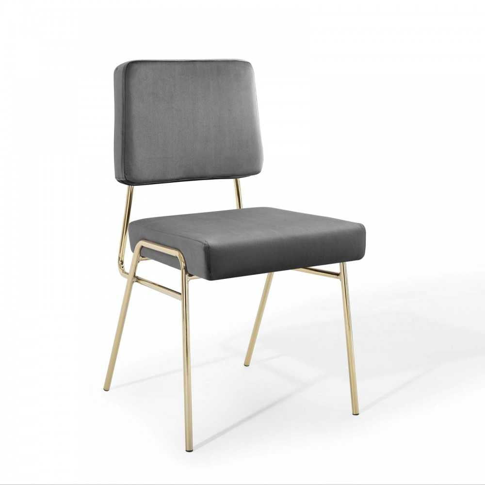 Craft Dining Side Chair Performance Velvet Set of 2, Gold Gray