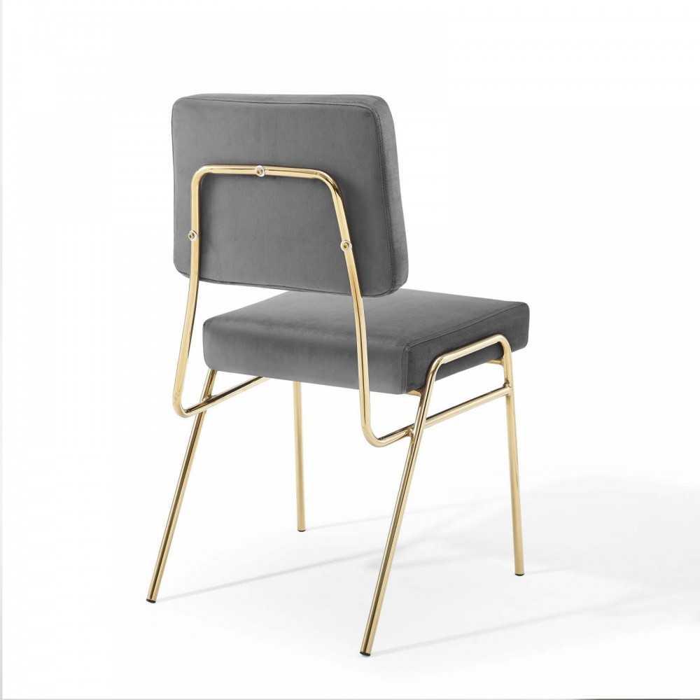 Craft Dining Side Chair Performance Velvet Set of 2, Gold Gray