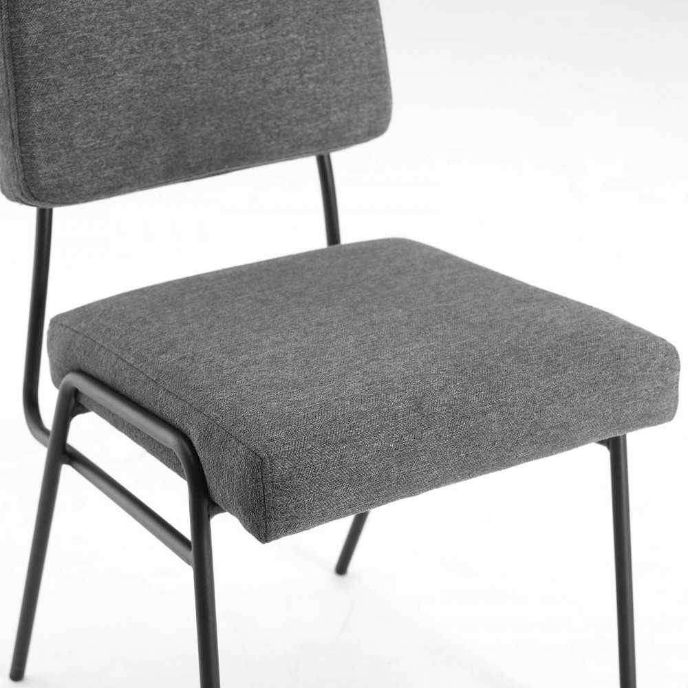 Craft Dining Side Chair Upholstered Fabric Set of 2, Black Charcoal