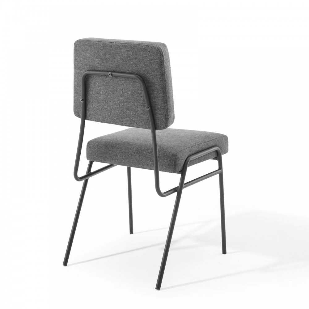 Craft Dining Side Chair Upholstered Fabric Set of 2, Black Charcoal
