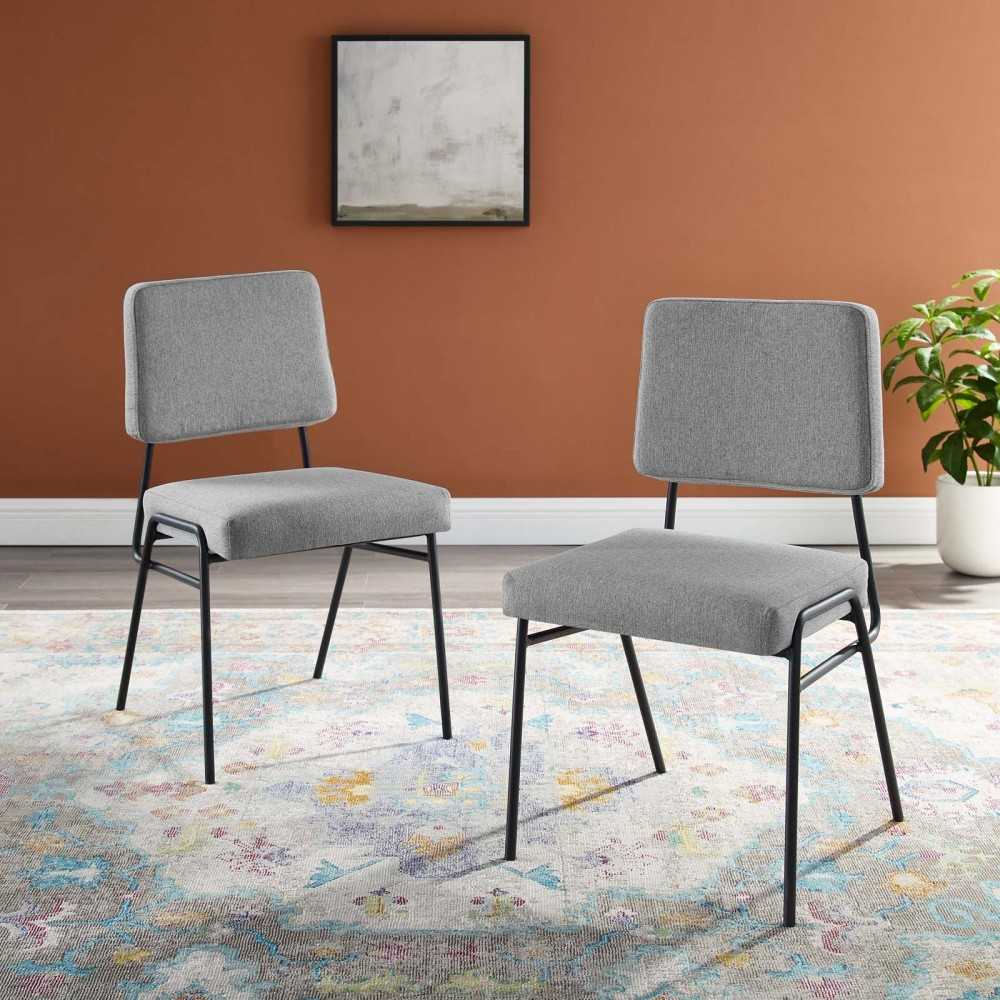 Craft Dining Side Chair Upholstered Fabric Set of 2, Black Light Gray