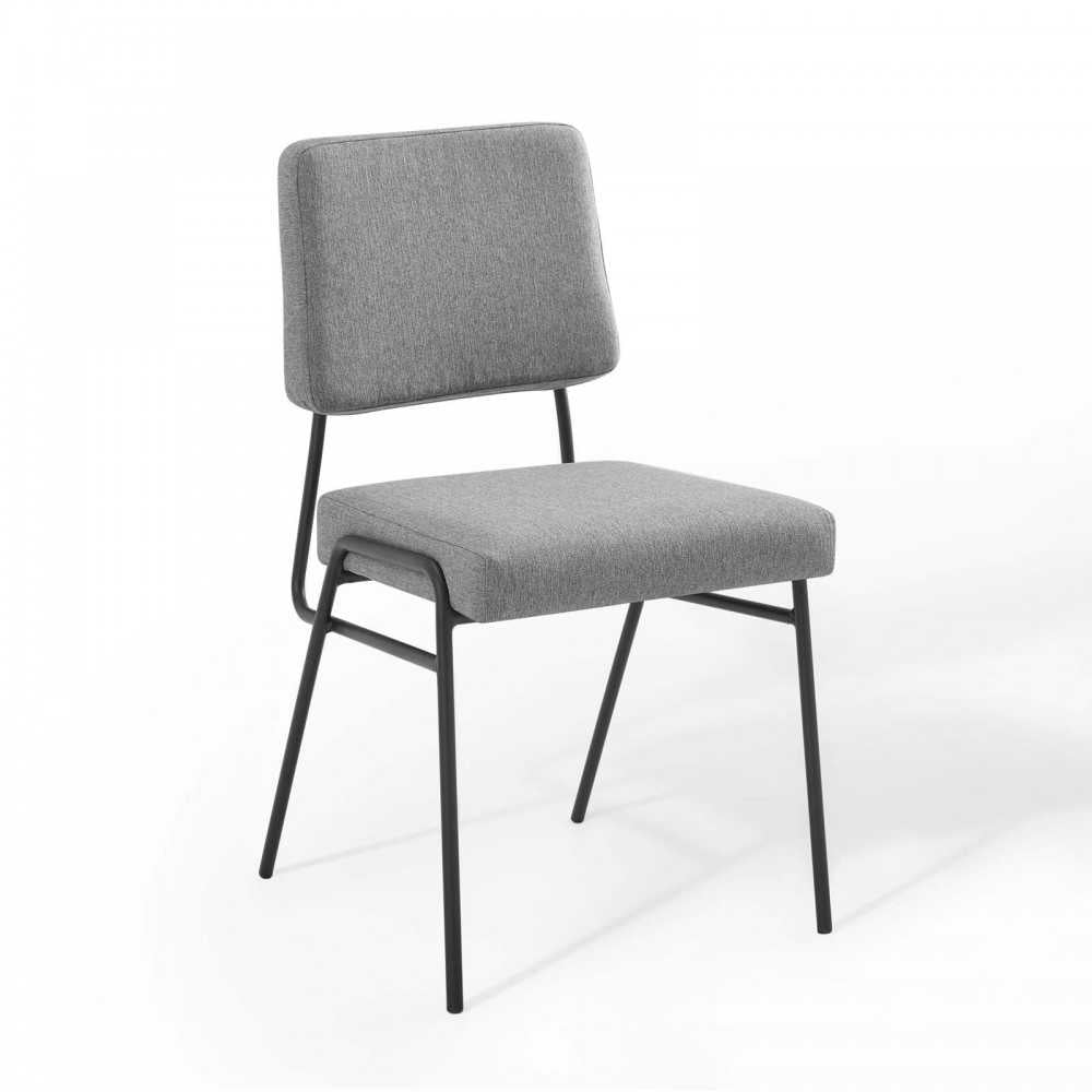 Craft Dining Side Chair Upholstered Fabric Set of 2, Black Light Gray