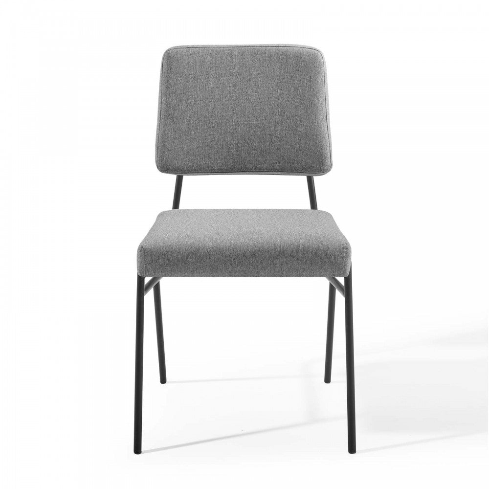 Craft Dining Side Chair Upholstered Fabric Set of 2, Black Light Gray