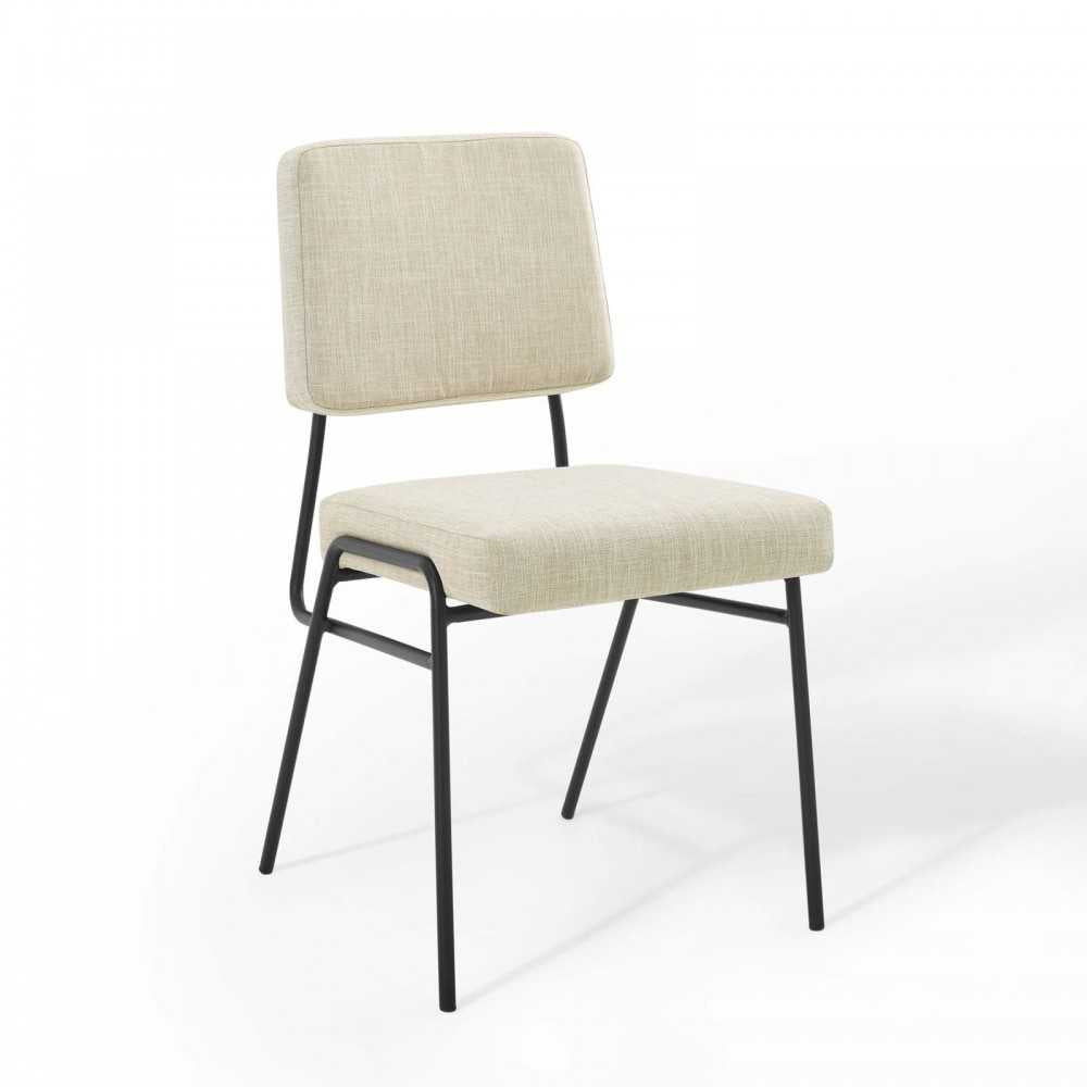Craft Dining Side Chair Upholstered Fabric Set of 2, Black Beige