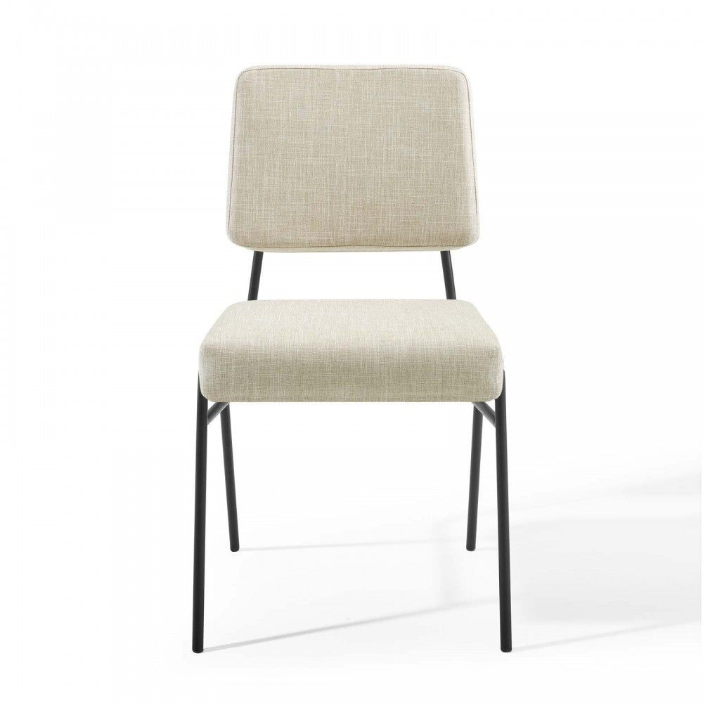 Craft Dining Side Chair Upholstered Fabric Set of 2, Black Beige