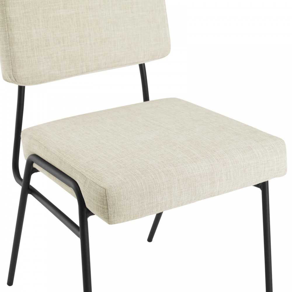 Craft Dining Side Chair Upholstered Fabric Set of 2, Black Beige
