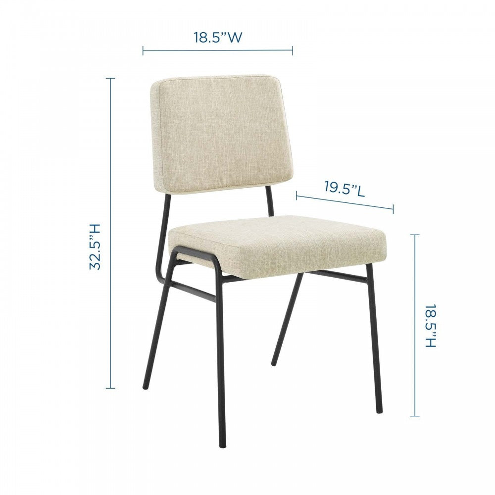 Craft Dining Side Chair Upholstered Fabric Set of 2, Black Beige