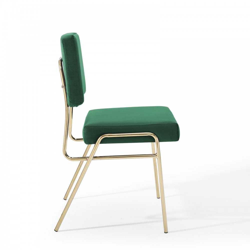 Craft Performance Velvet Dining Side Chair, Gold Green