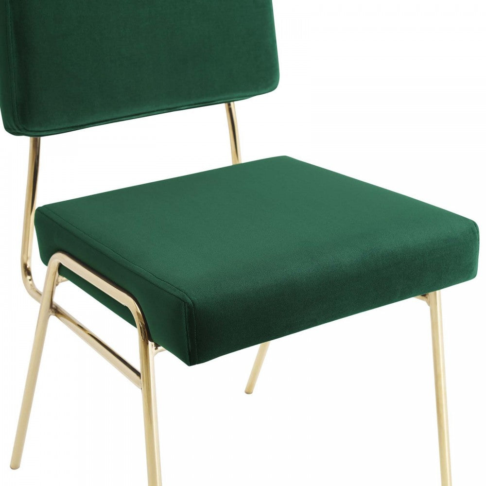 Craft Performance Velvet Dining Side Chair, Gold Green