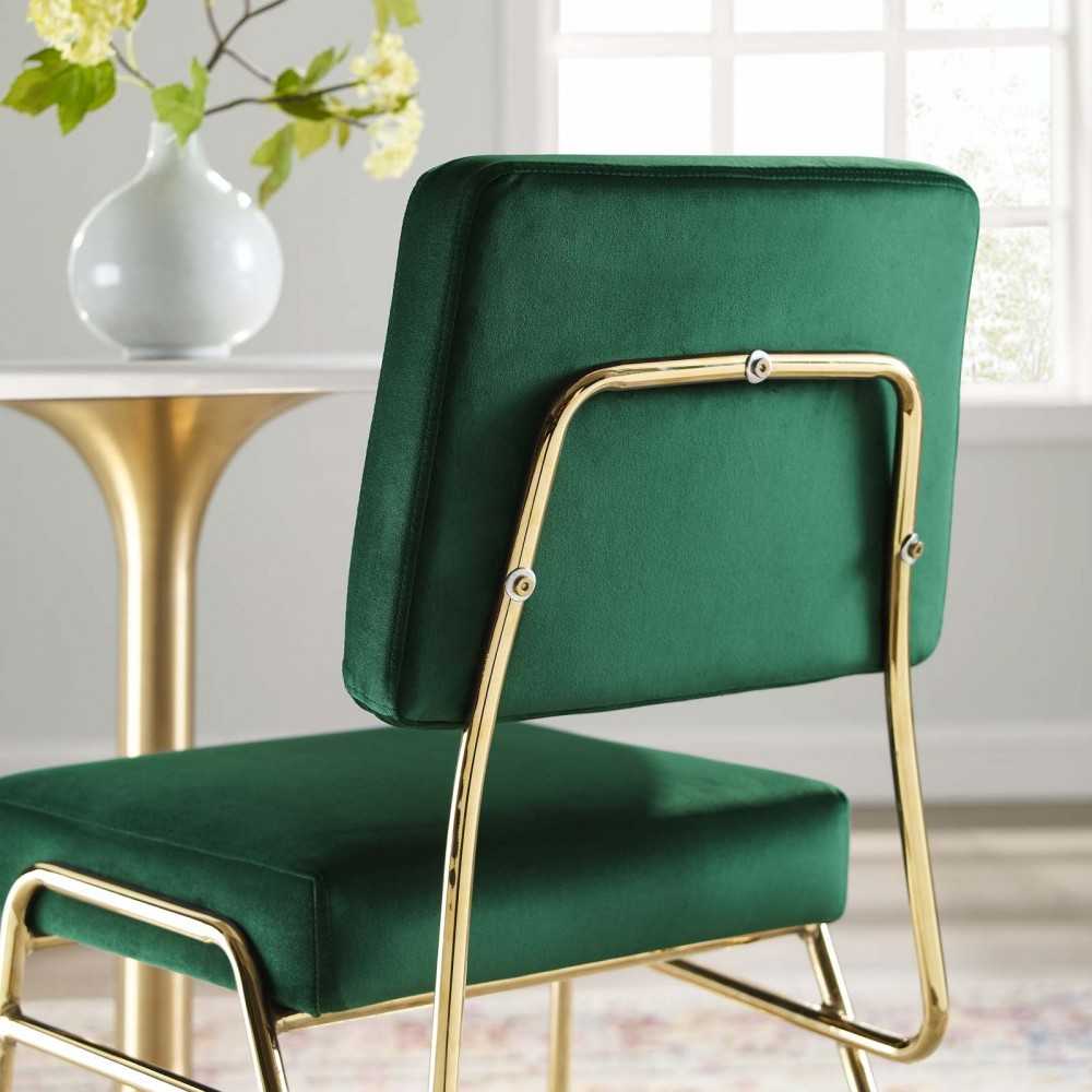 Craft Performance Velvet Dining Side Chair, Gold Green