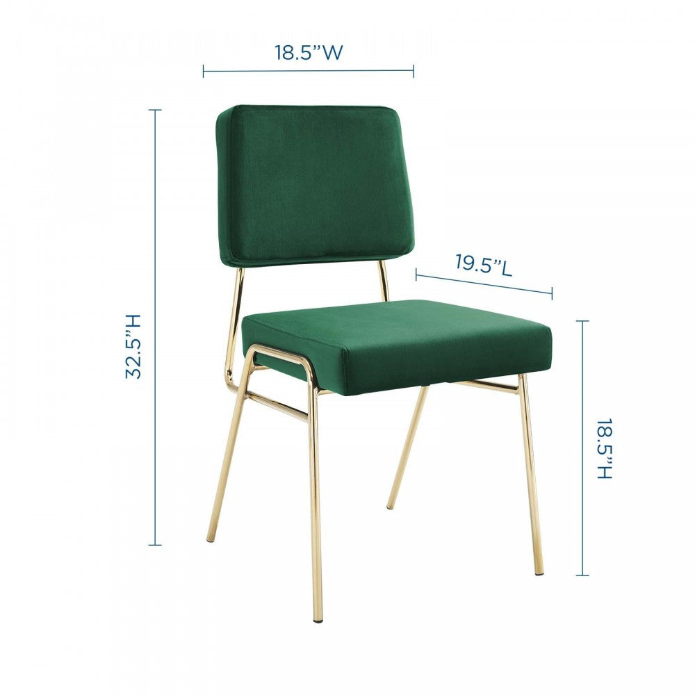 Craft Performance Velvet Dining Side Chair, Gold Green