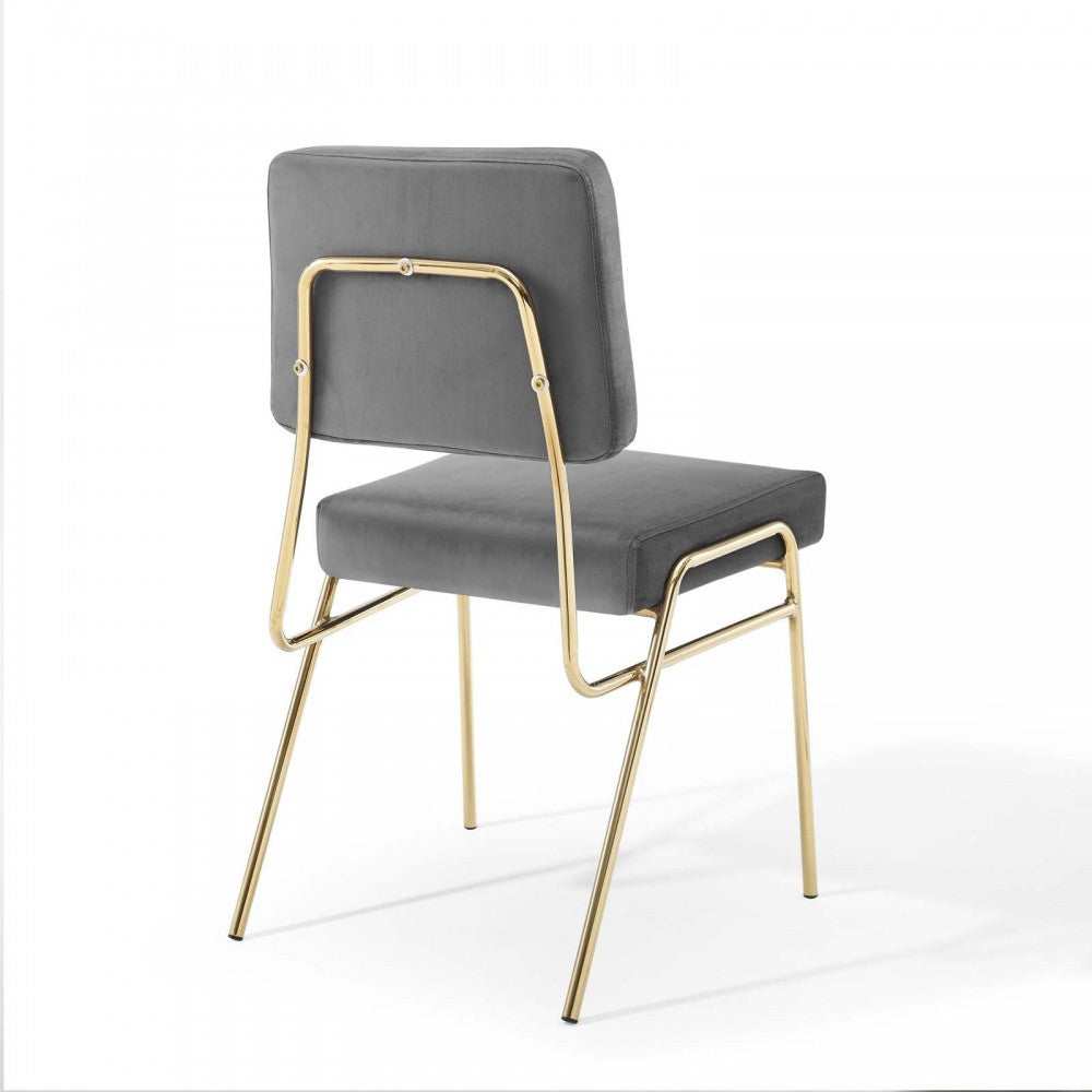 Craft Performance Velvet Dining Side Chair, Gold Gray
