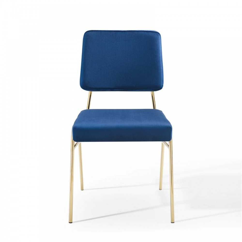Craft Performance Velvet Dining Side Chair, Gold Navy