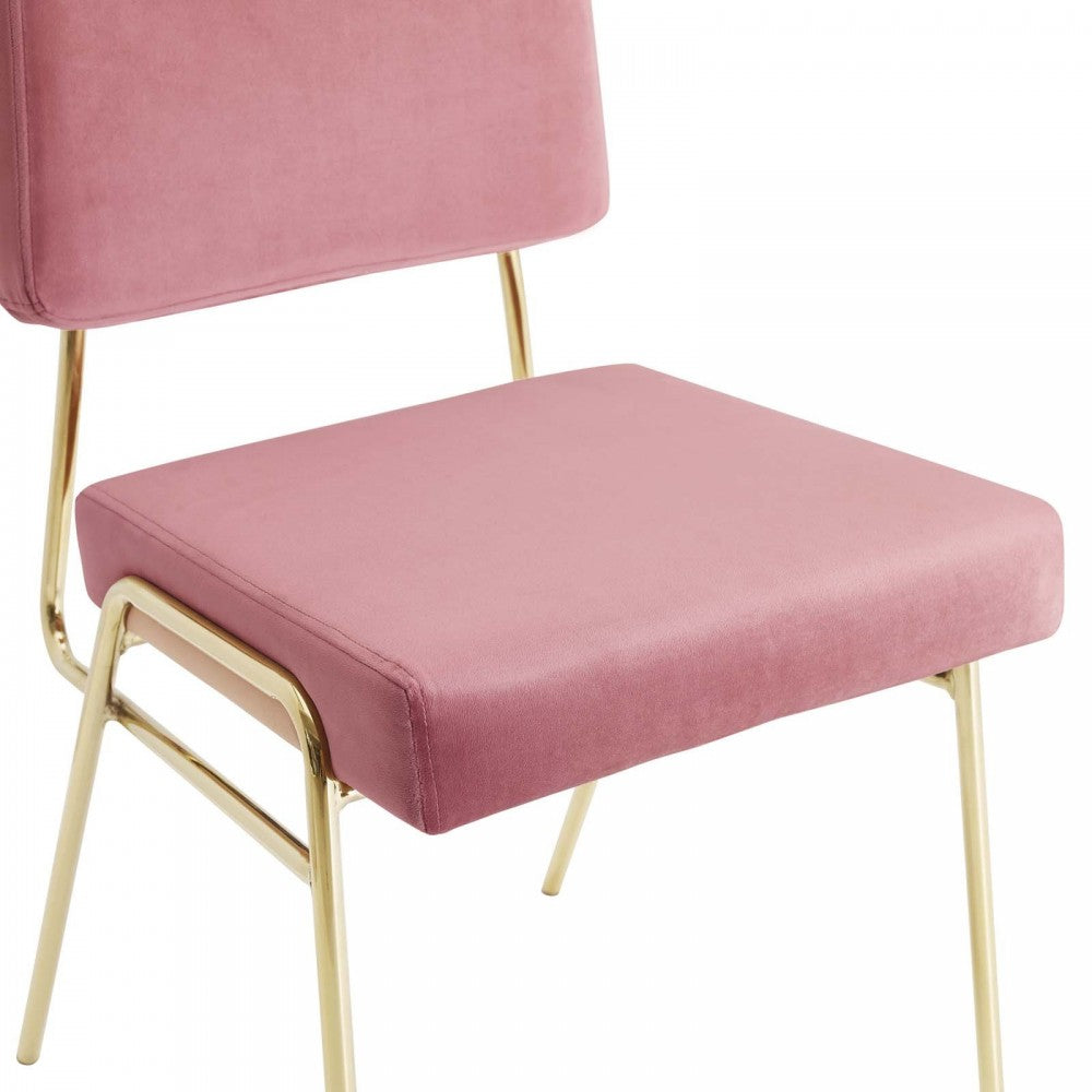 Craft Performance Velvet Dining Side Chair, Gold Dusty Rose