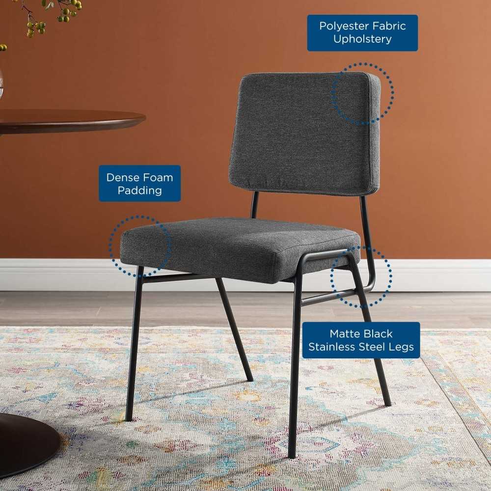 Craft Upholstered Fabric Dining Side Chair, Black Charcoal