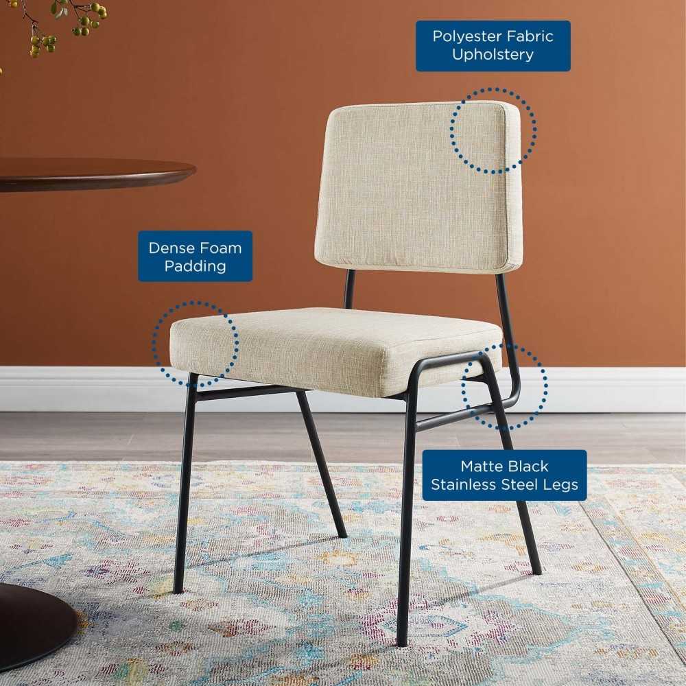 Craft Upholstered Fabric Dining Side Chair, Black Beige