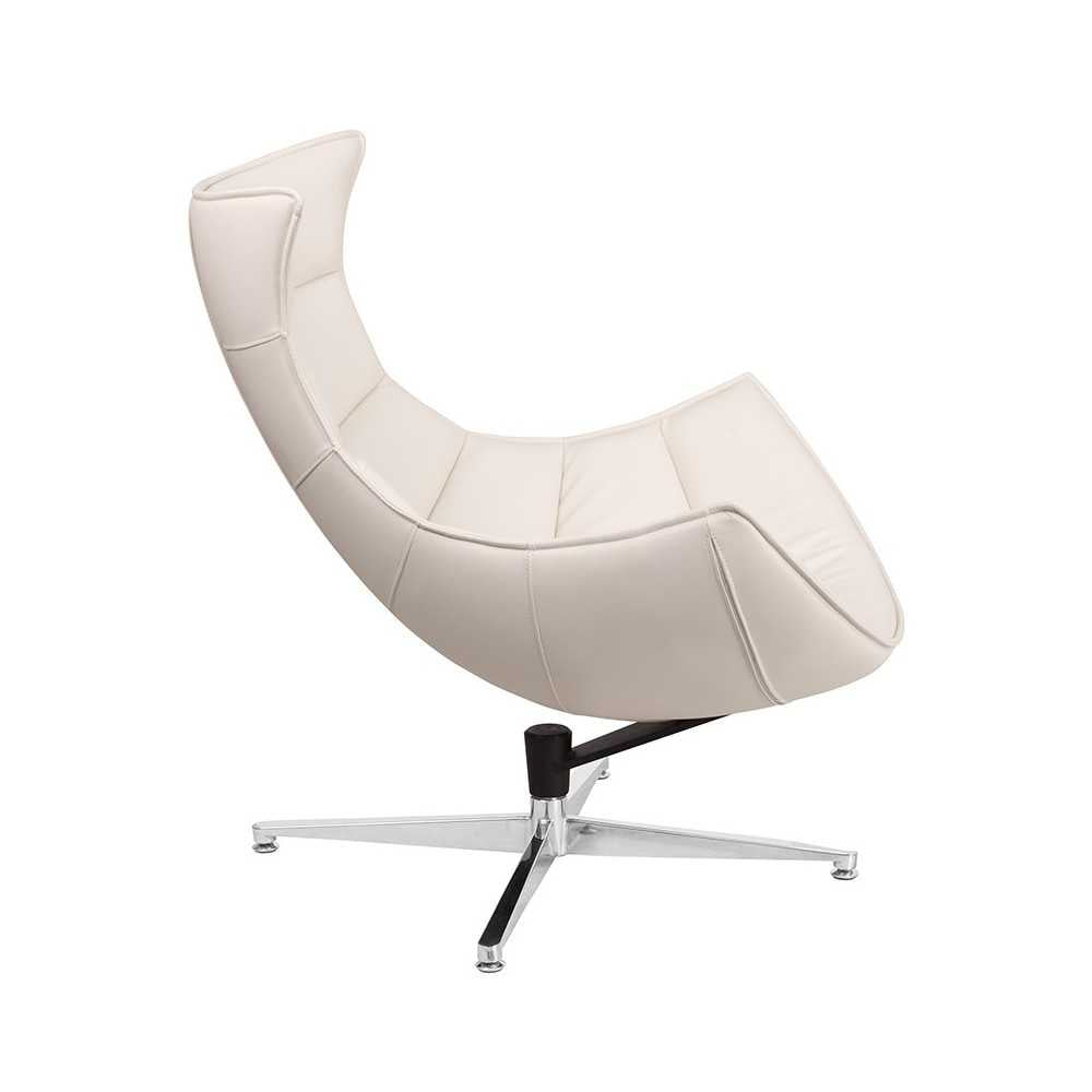 Creamy White LeatherSoft Swivel Cocoon Chair