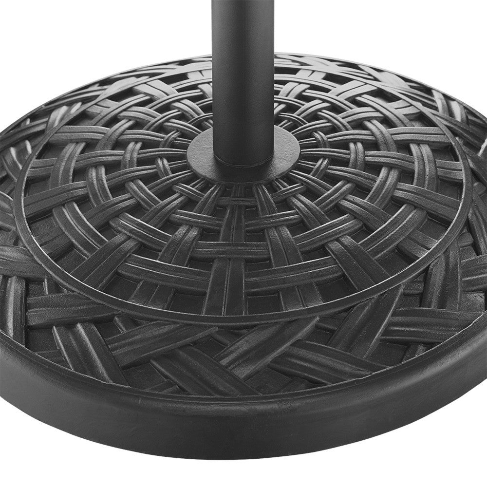Cross Weave Round Outdoor Patio Umbrella Base - Black