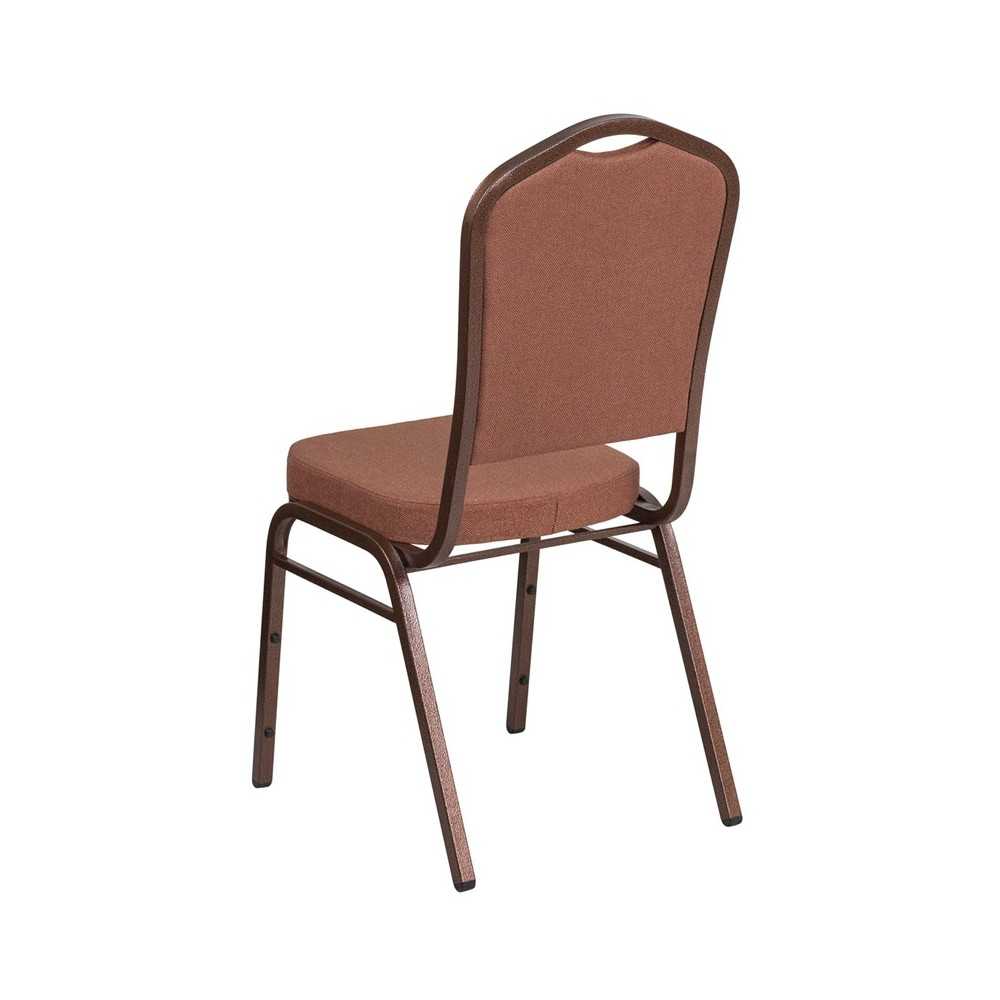 Crown Back Stacking Banquet Chair in Brown Fabric - Copper Vein Frame