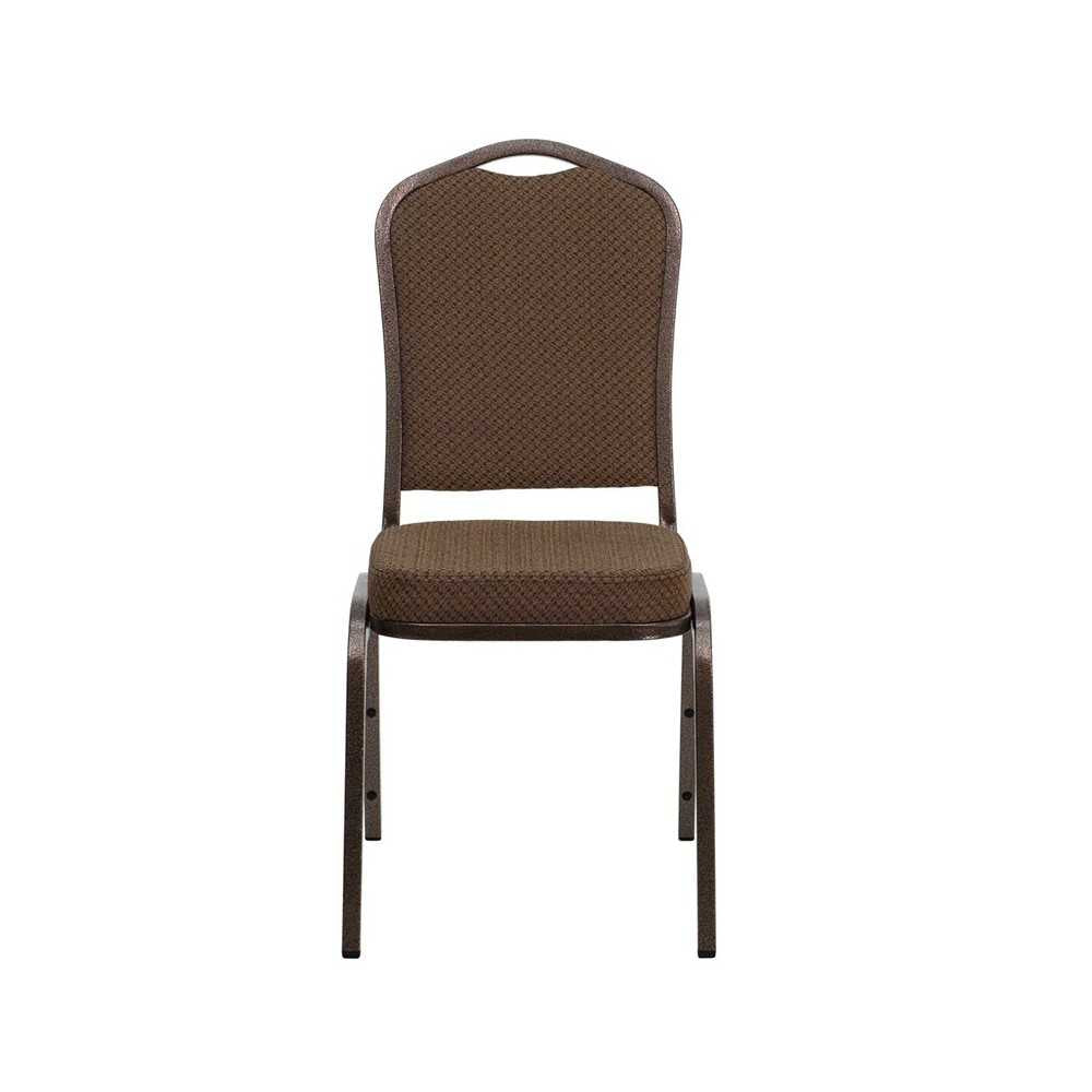 Crown Back Stacking Banquet Chair in Brown Patterned Fabric - Copper Vein Frame