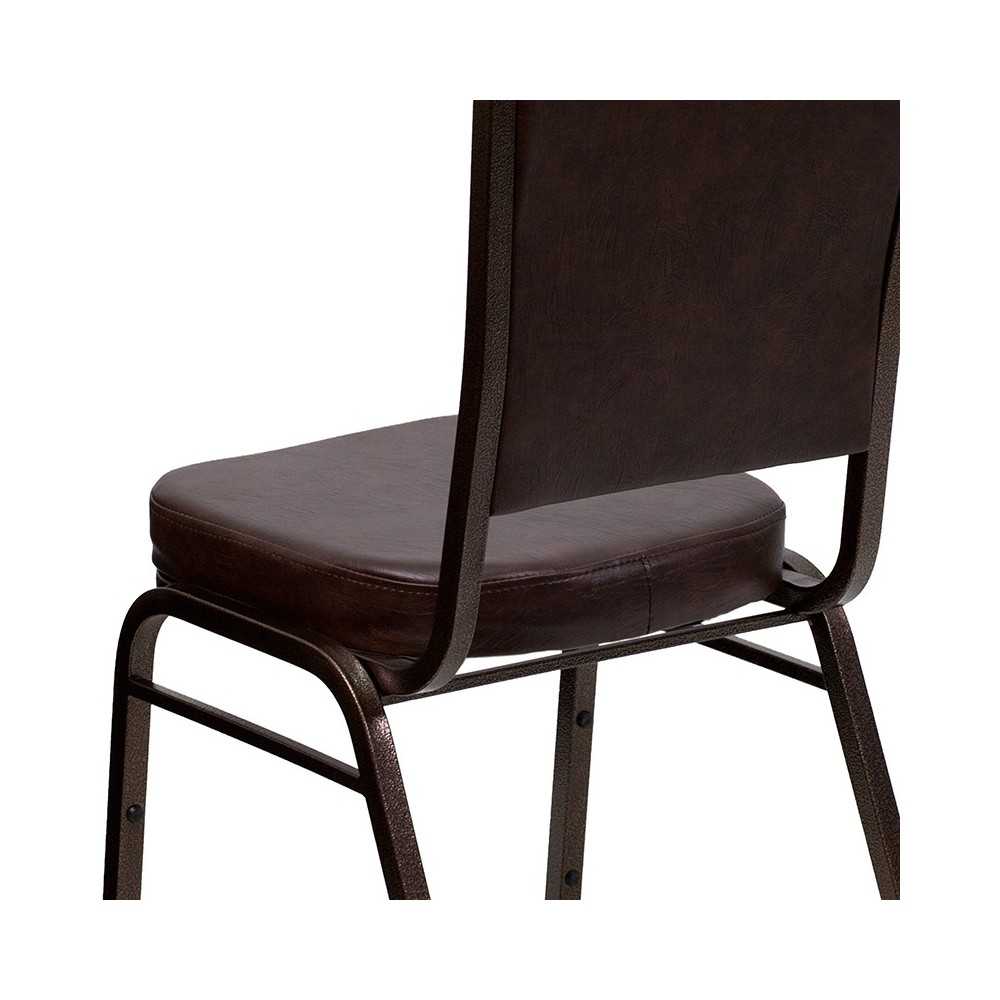 Crown Back Stacking Banquet Chair in Brown Vinyl - Copper Vein Frame
